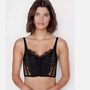 Victoria's Secret Dream Angels Black Lace Boned Corset Bustier XS-S Y2K